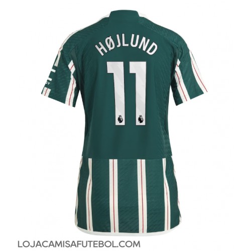 Camisa de Futebol Manchester United Rasmus Hojlund #11 Equipamento Secundário Mulheres 2023-24 Manga Curta